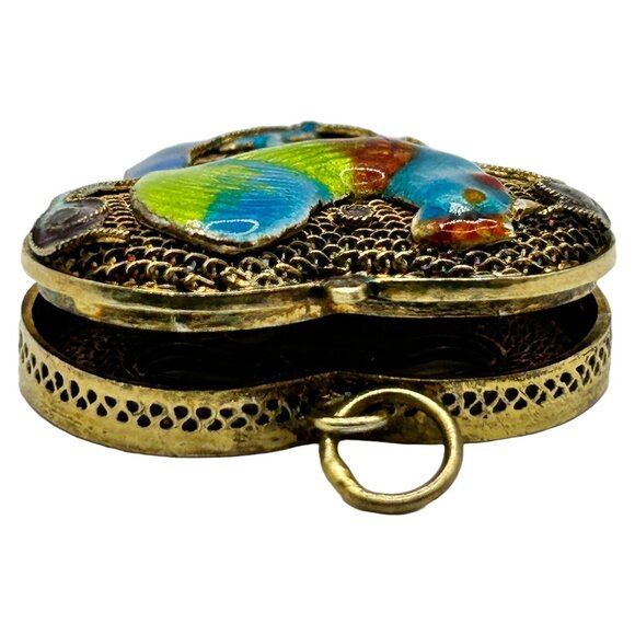 Antique Silver/Gold Vermeil Enamel Rooster Locket Pendant/Charm - Picture 3 of 5